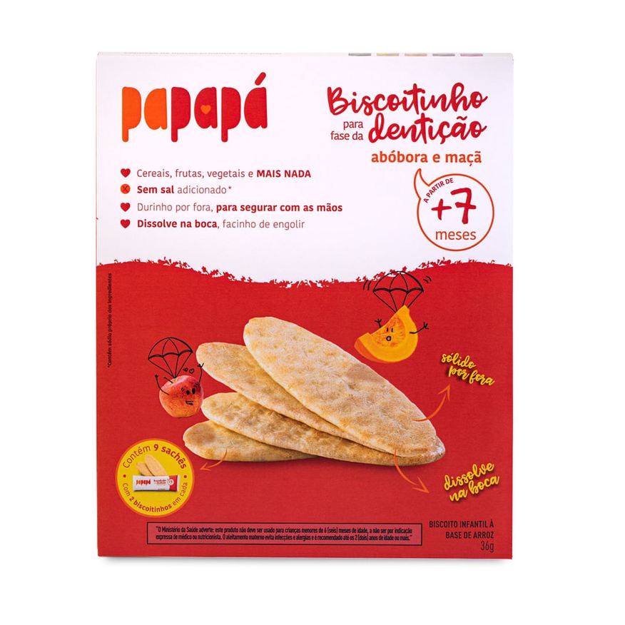 Papapá Biscoito Infantil Sabor Abóbora e Maçã +7 Meses 36g