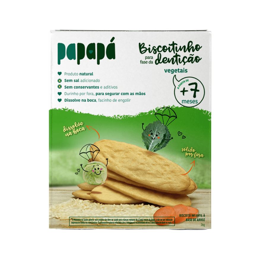 Papapá Biscoito Infantil Orgânica Sabor Vegetais para Dentição +6 meses 36g