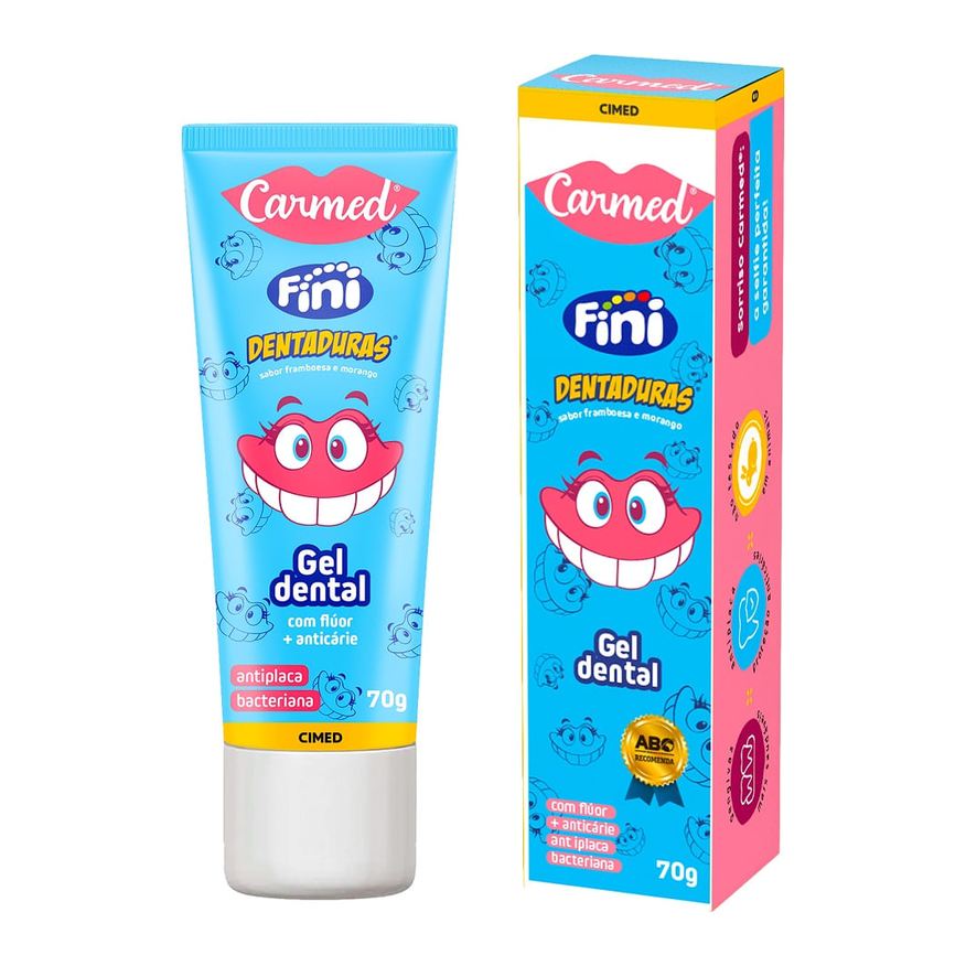 Carmed Gel Dental Fini Dentaduras Anticáries com Flúor 70g
