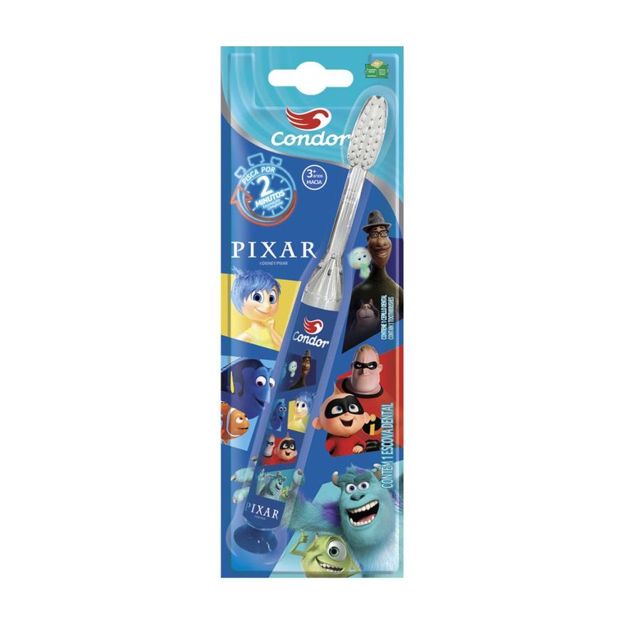 Condor Escova Dental Infantil Pixar com Luz de LED Cerdas Macias 1 Unidade