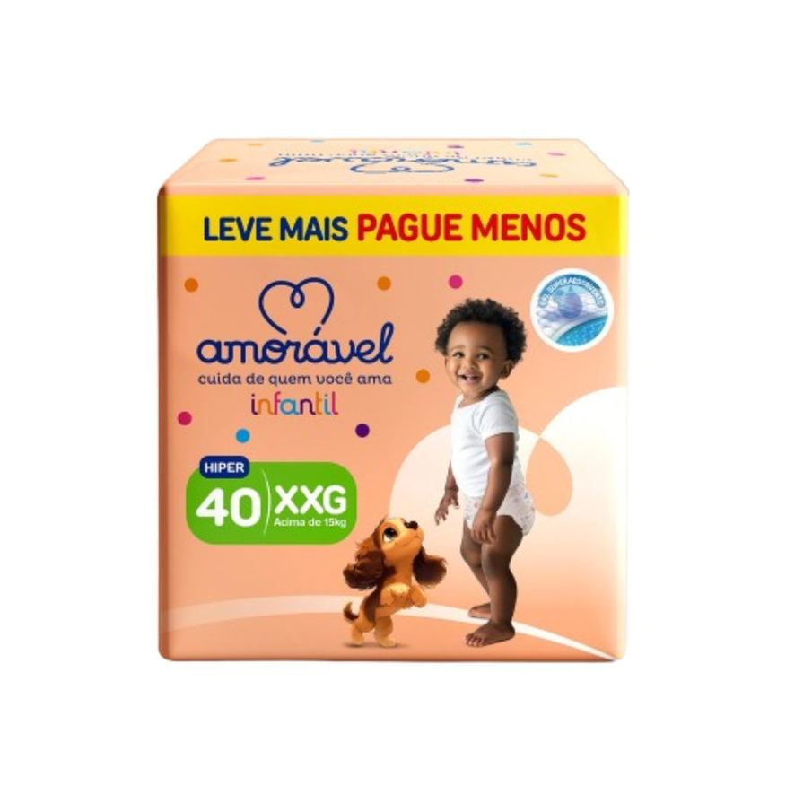 Amoravel Fralda Amorável Basic Hiper Xxg 40 Unidades