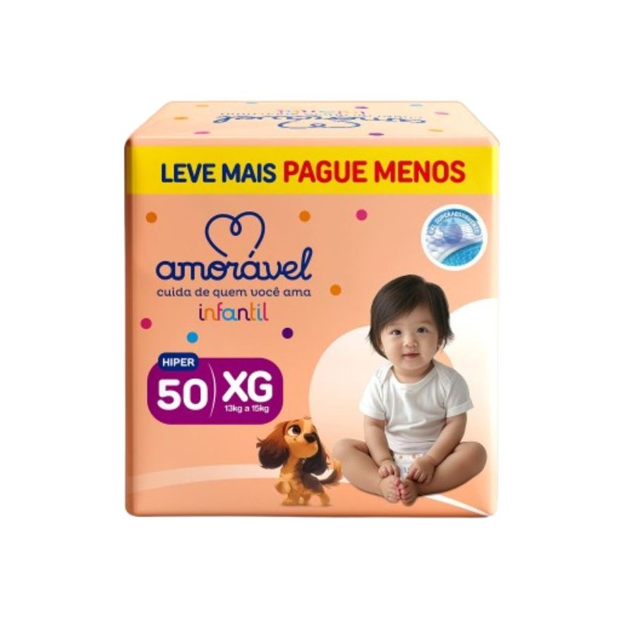 Amoravel Fralda Basic Hiper Xg 50 Unidades