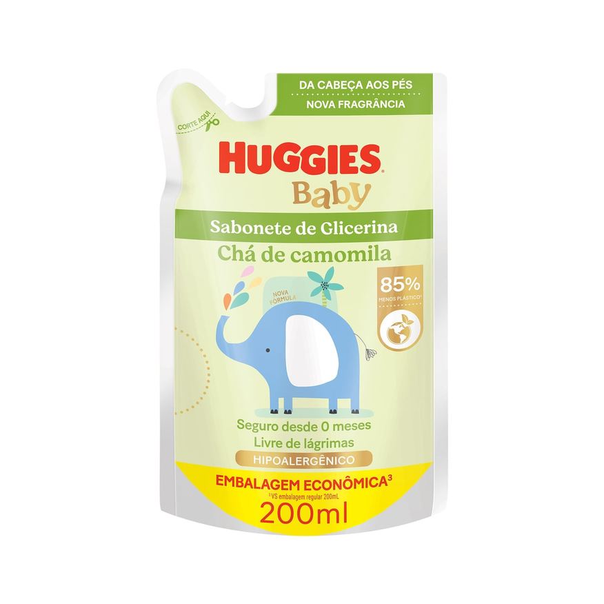Huggies Sabonete Líquido Infantil Baby Glicerina Camomila Natural Refil 200ml