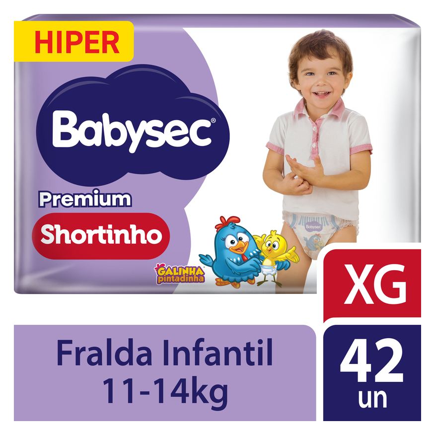 Babysec Fralda Premium Shortinho Galinha Pintadinha XG 42 Unidades