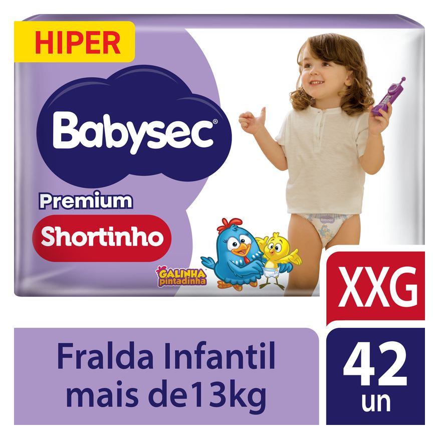 Babysec Fralda Premium Shortinho Galinha Pintadinha XXG 42 Unidades