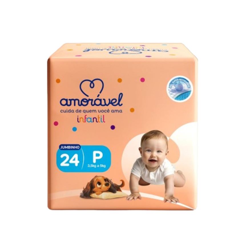 Amoravel Fralda Basic Jumbinho P 24 Unidades