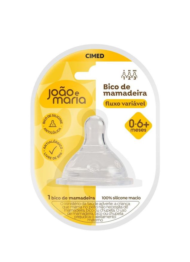 Joao e Maria Bico para Mamadeira João e Maria Fluxo Variável de 0 a 6 meses Silicone 1 Unidade
