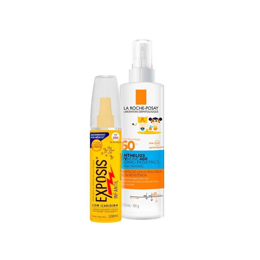 Exposis Kit Infantil + La Roche Repelente Sem Perfume Spray 100ml + Protetor Solar Anthelios UVB + UVA 60fps 200ml