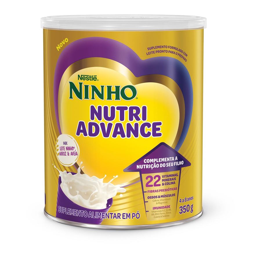 Nestle Suplemento Alimentar Infantil Ninho Nutriadvance de 4 a 8 anos Sabor Baunilha 350g