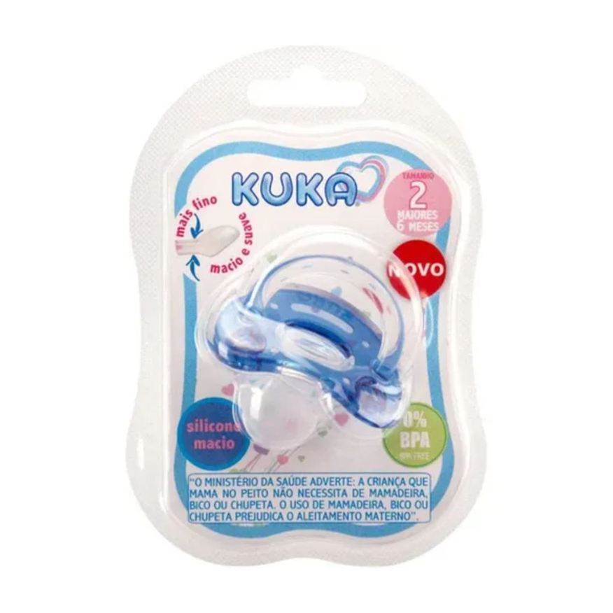 Kuka Chupeta Elegance Plus Ortodôntica +6 meses Silicone Sem BPA Azul Tamanho 2 1 Unidade