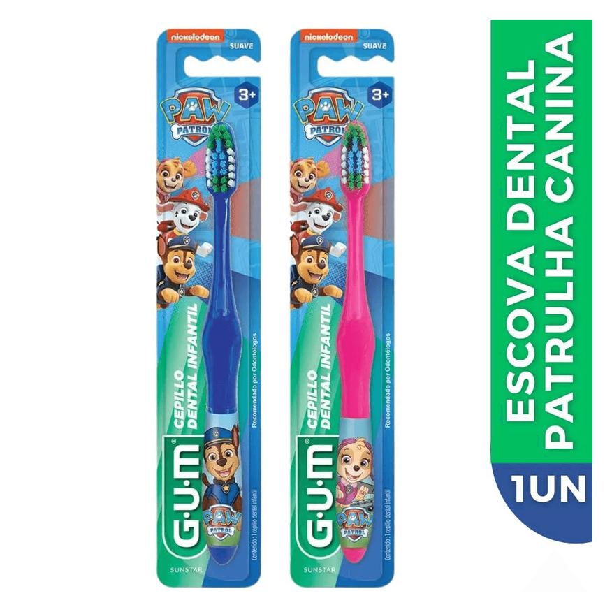 GUM Escova Dental Infantil Patrulha Canina Cerdas Macias 1 Unidade