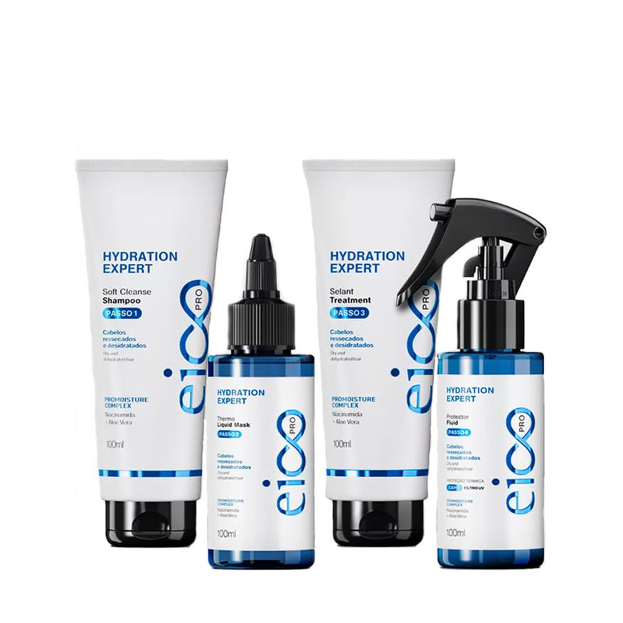 Eico Pro Kit Hydration System - Shampoo 100ml + Cond. 100ml + Mas. Líquida 100ml + Protetor térmico 100ml