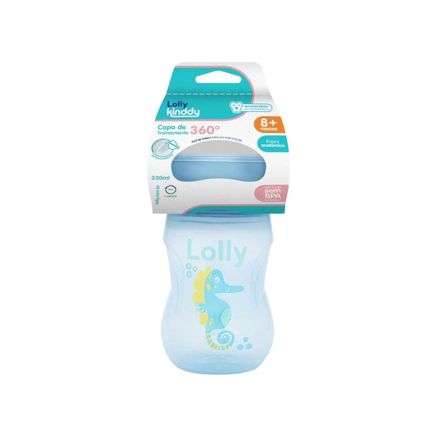 Lolly Copo de Transição Oceano 360 +8 meses Antivazamento Azul 330ml 1 Unidade