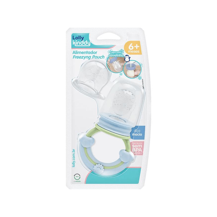 Lolly Alimentador Kinddy Freezyng Pouch Sem BPA Azul 1 Unidade