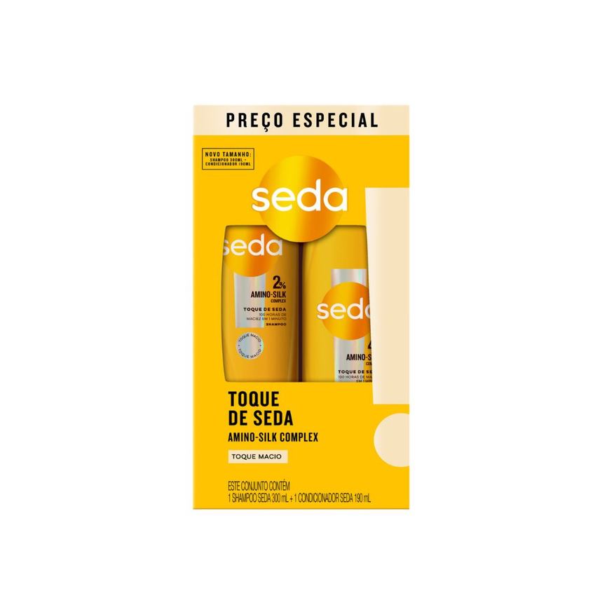 Seda Kit Shampoo Toque de Seda Amino-Silk Complex 300ml 1 Unidade + Condicionador Seda Toque de Seda Amino-Silk Complex 190ml 1 Unidade