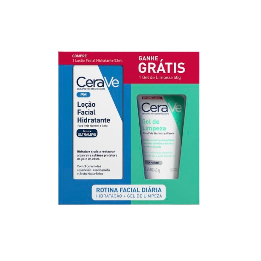 CeraVe Kit Loção Hidratante 52ml 1 Unidade + Gel de Limpeza CeraVe 40g 1 Unidade