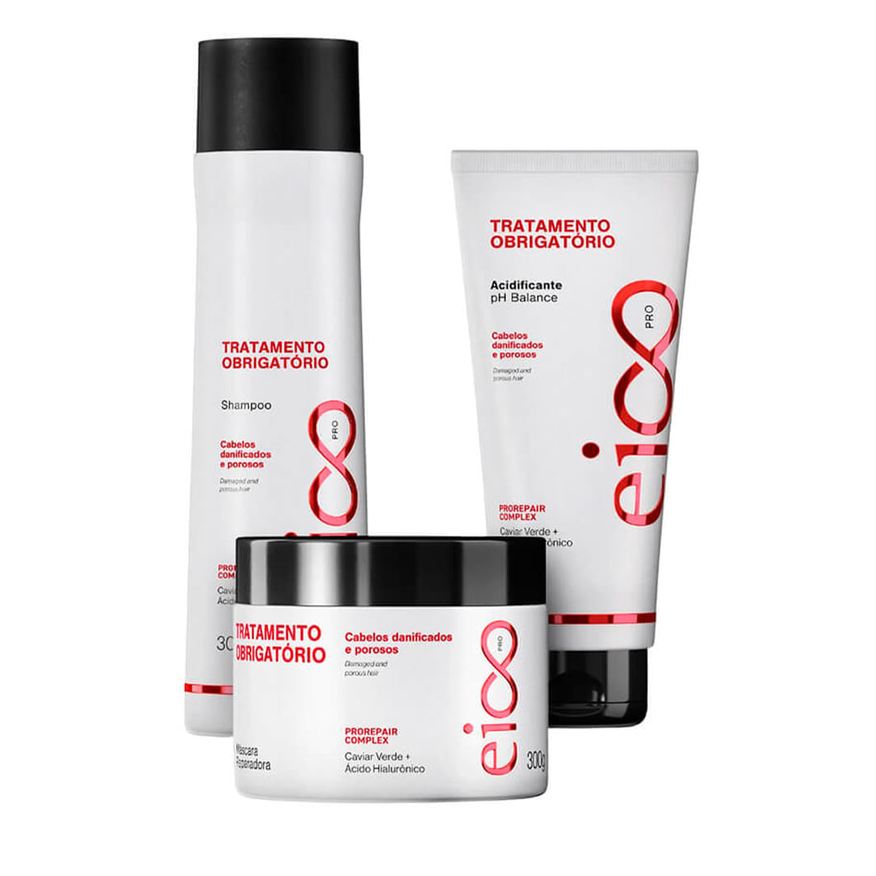 Eico Pro Kit Tratamento Obrigatório - Shampoo 300ml + Máscara 300g + Acidificante 190ml