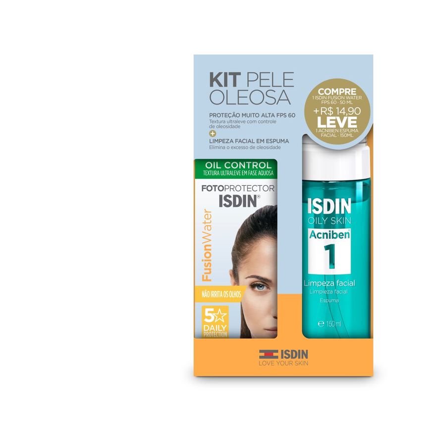 Isdin Kit Pele Oleosa Fusion Waater 50ml + Acniben Espuma 150ml