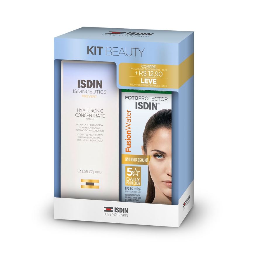 Isdinceutics Kit Anti-Idade Isdin Com Hyaluronic Concentrate + Protetor Solar Facial Fps60