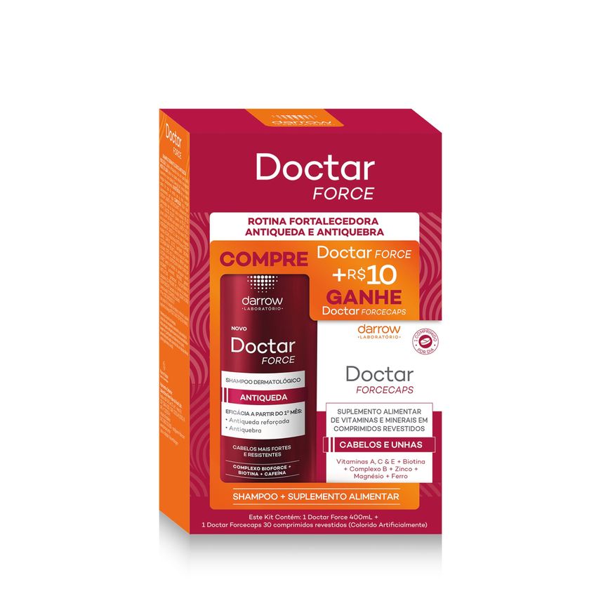 Doctar Kit Force 400ml + R$10 Ganhe Dw Doctar Forcecaps 30 Comprimidos