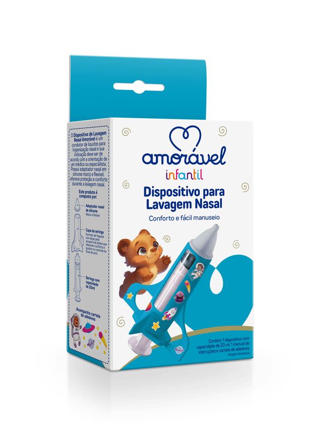 Amoravel Dispositivo Para Lavagem Nasal Bico Silicone Azul 20ml