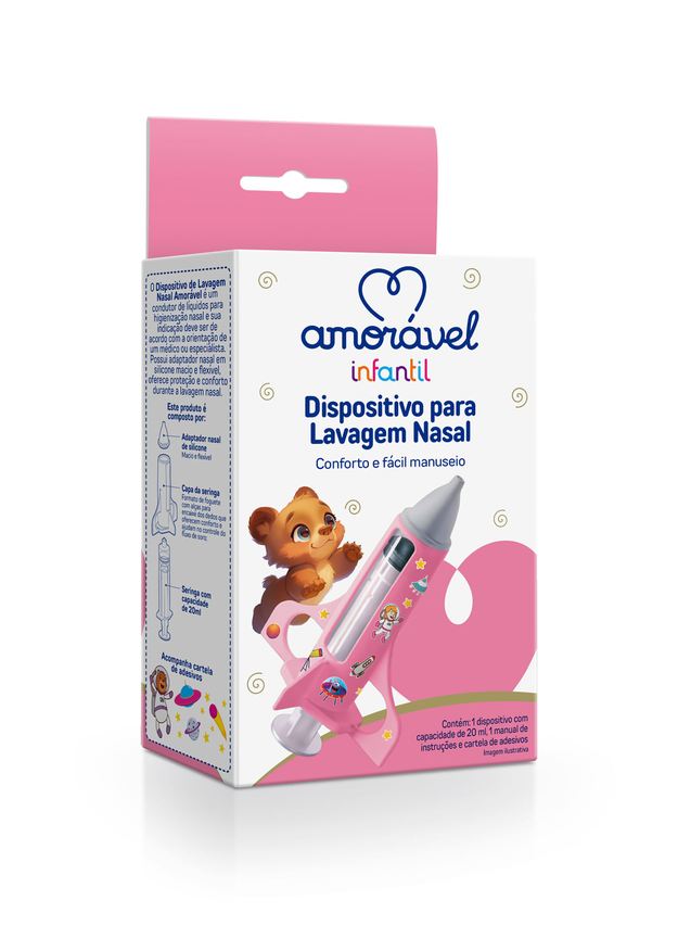 Amoravel Dispositivo Para Lavagem Nasal Bico De Silicone Rosa 20ml