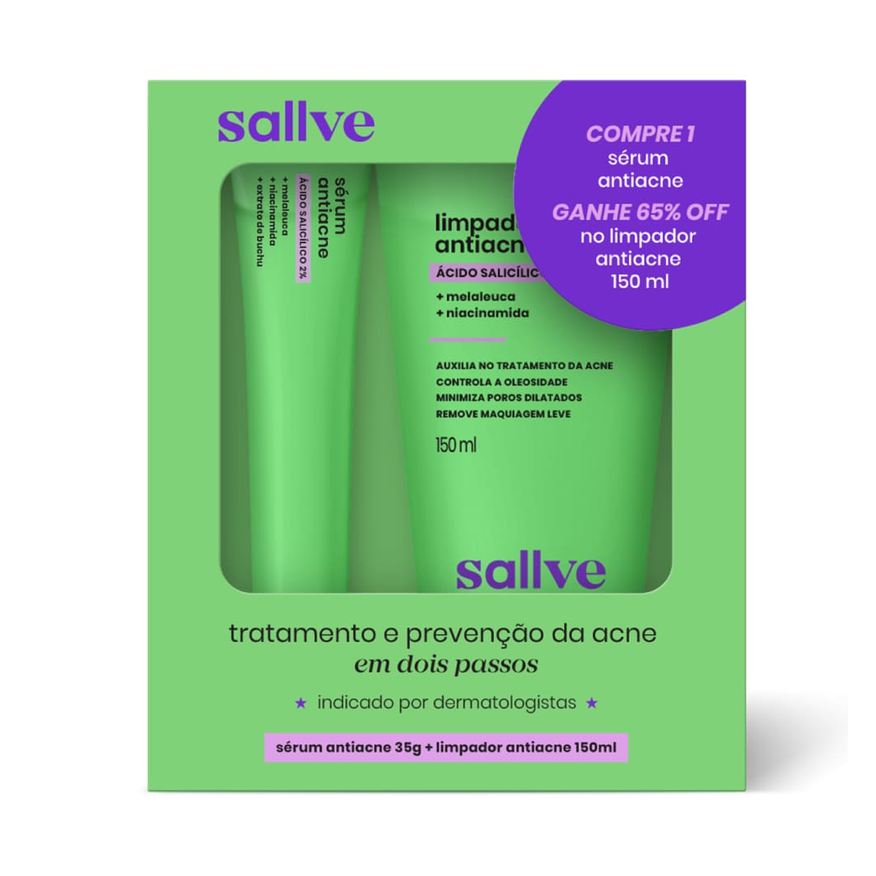 Sallve Kit Antiacne Com Ácido Salicílico Sérum 35g + Limpador 150ml