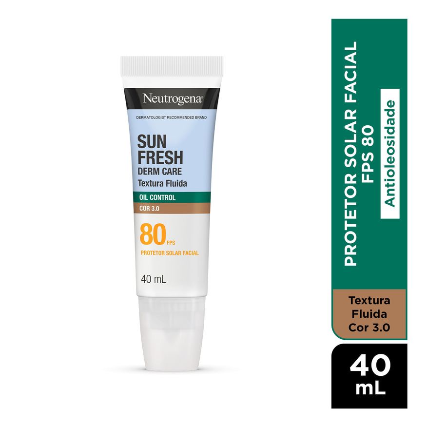 Neutrogena Protetor Solar Facial Toque Seco Com Cor 3.0 Fps80 Sun Fresh 40ml