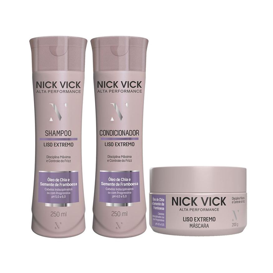 Nick Vick Kit Liso Extremo - Shampoo - Condicionador - Máscara