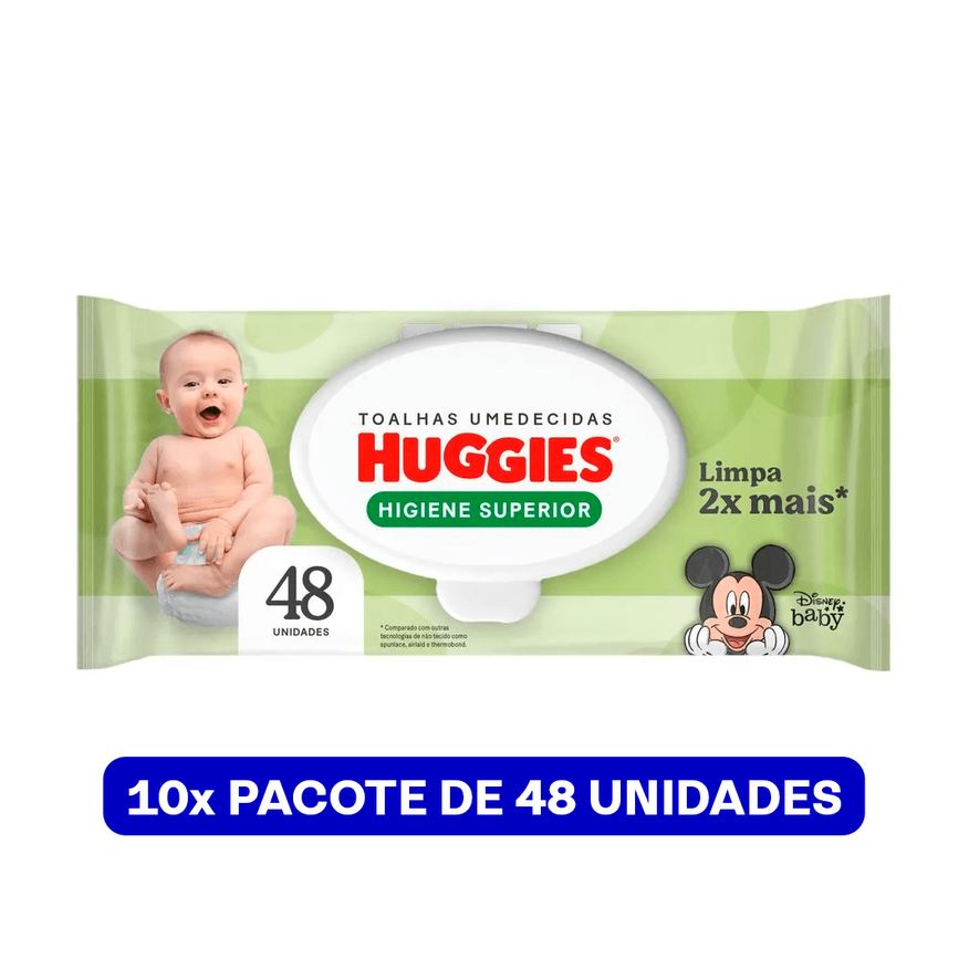Huggies Kit Lenço Umedecido Higiene Superior 10 x 48 Uni Total 480 Unidades