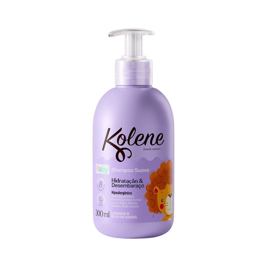 Kolene Shampoo Baby Suave Lavanda Óleo De Baobá Hidratação Desembaraço Frasco 300ml