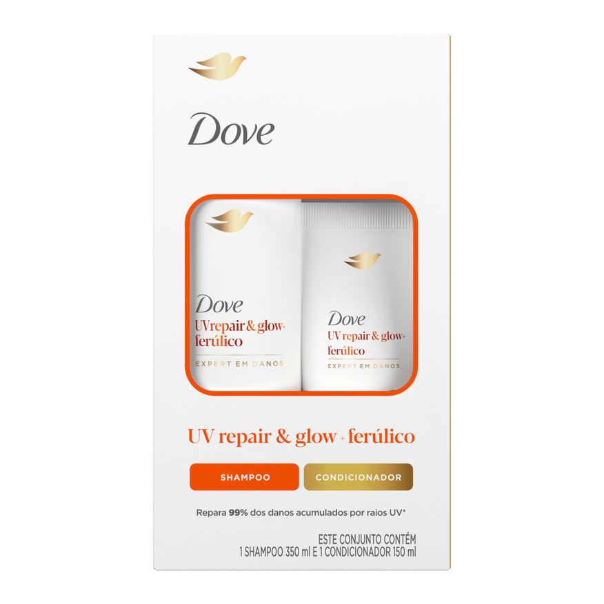 Dove Kit Shampoo 350ml + Condicionador 150ml Uv Repair Glow + Ferúlico