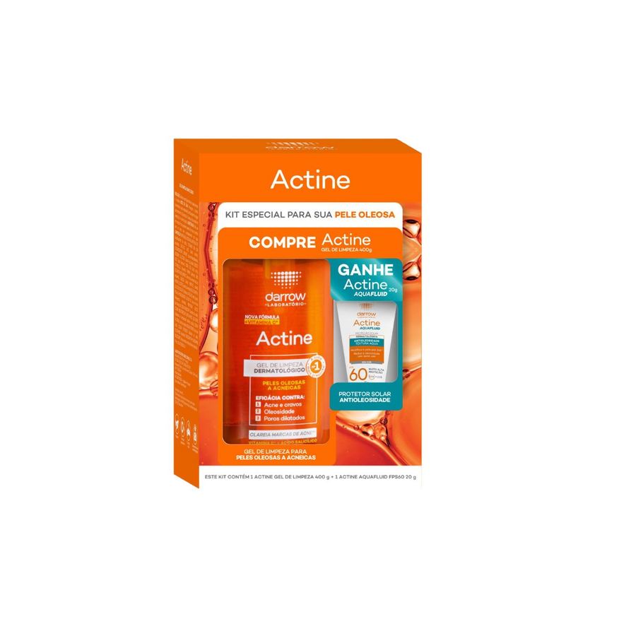 Actine Kit Gel De Limpeza 400g Grátis Protetor Aquafluid Fps60 20g