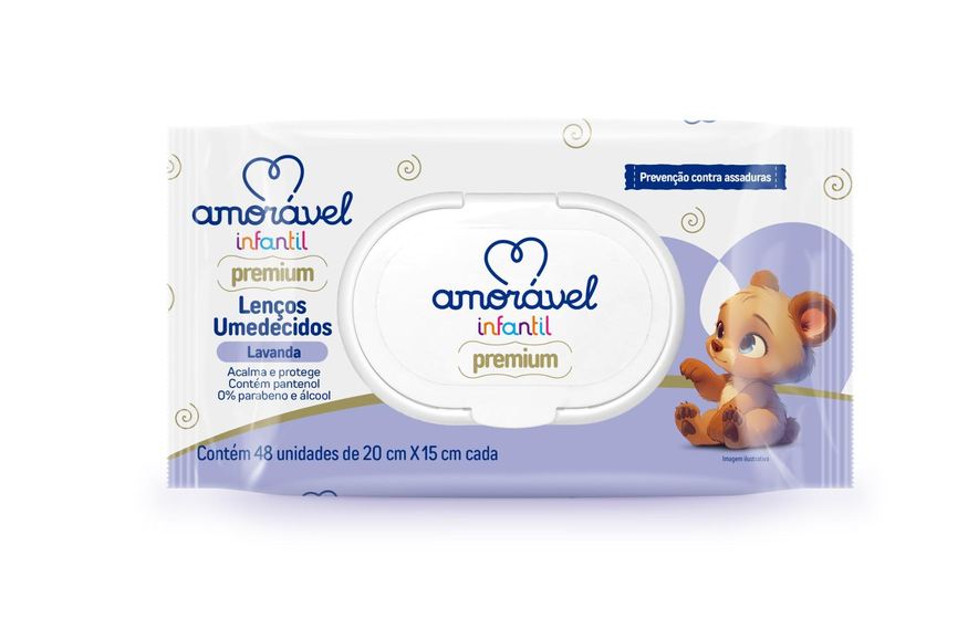Amoravel Lenço Umedecido Amorável Prevenção De Assaduras 48 Unidades