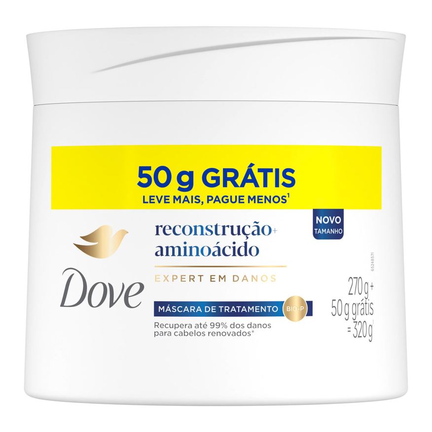 Dove Máscara De Tratamento 2 Em 1 Reconstrução + Aminoácido 320g