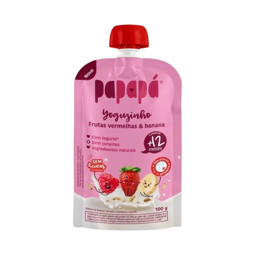 Papapá Papinha Yoguzinho Iogurte De Frutas Vermelhas Sem Adição De Açúcar 100g