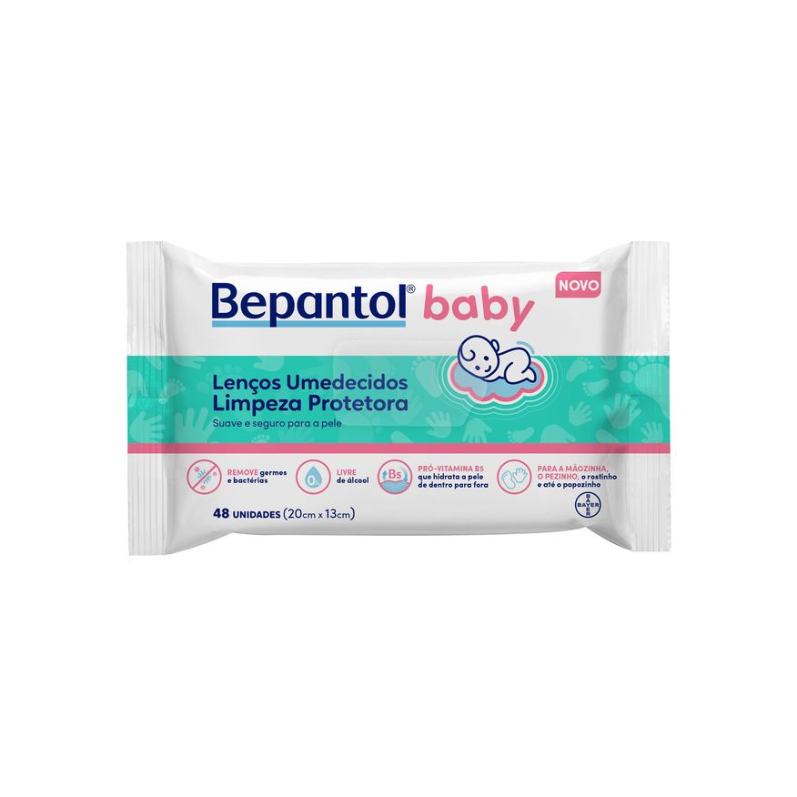 Bepantol Lenços Umedecidos Baby Limpeza Protetora Antibac 48 Unidades