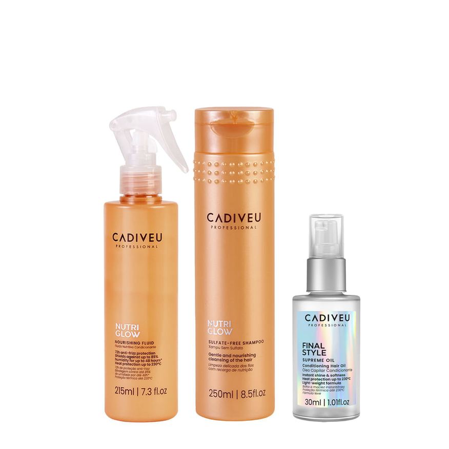 Cadiveu Kit Shampoo 250ml + Fluído 215ml + Óleo 30ml - Nutri Glow