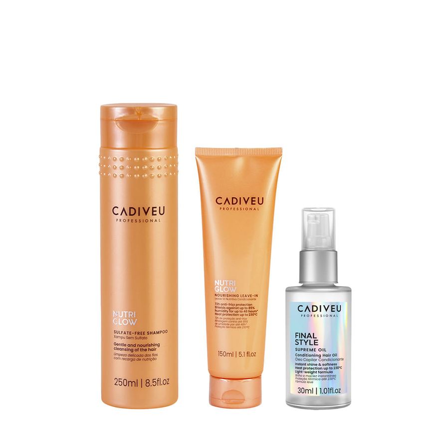 Cadiveu Kit Shampoo 250ml + Óleo 30ml + Leave-in 150ml - Nutri Glow