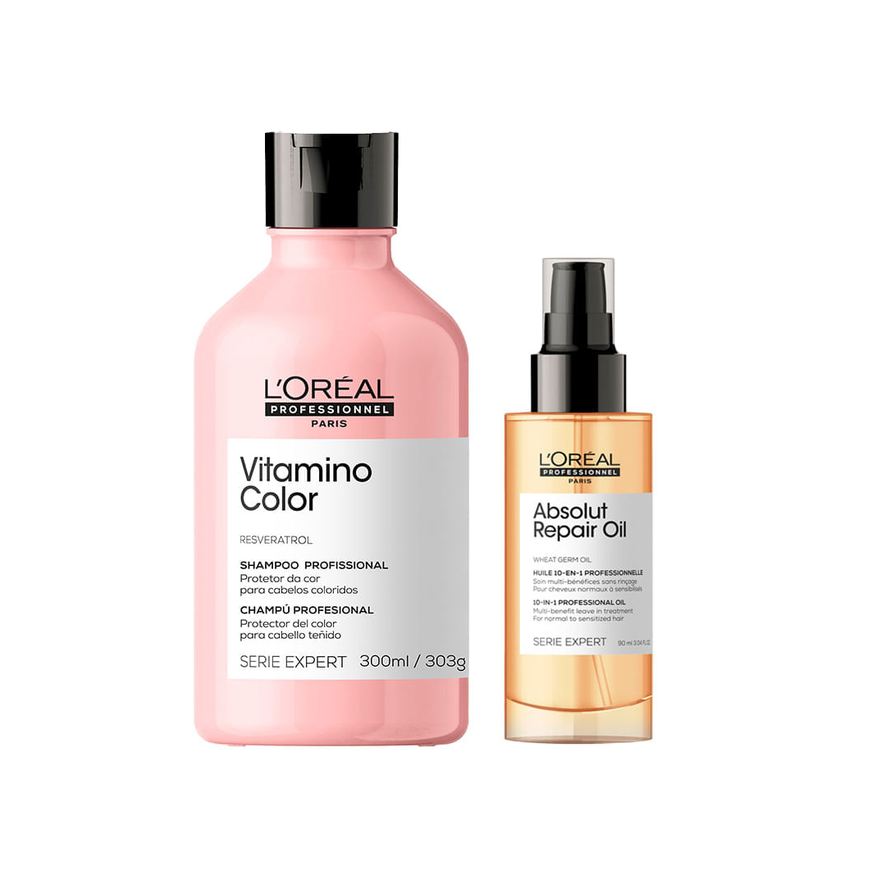 L'Oréal Professionnel Kit Óleo 90ml + Shampoo 300ml - Serie Expert Absolut Repair Gold Quinoa + Vitamino Color