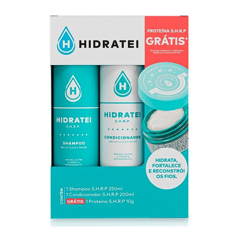 Hidratei Kit S.H.R.P Condicionador 200ml + 1 Mini Creme 10g + 1 Shampoo 250ml