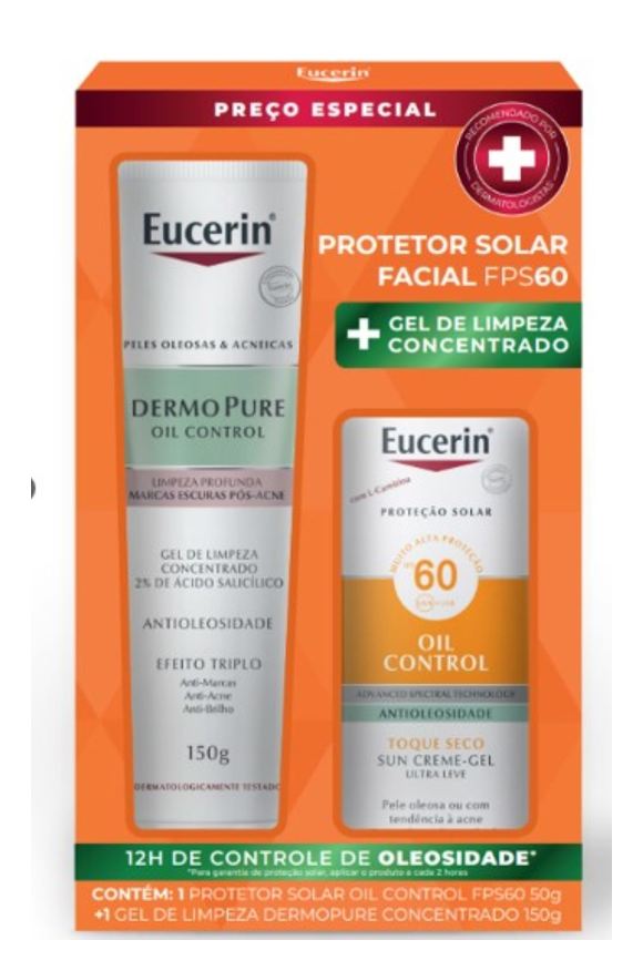 Eucerin Kit Protetor Solar Oil Control Fps60 50g + Gel De Limpeza Dermopure Oil Control 150g