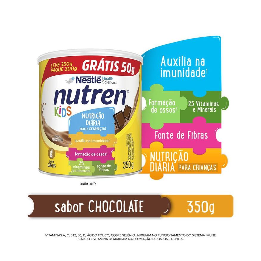 Nutren Complemento Alimentar Kids Chocolate 350g Leve 350g e Pague 300g