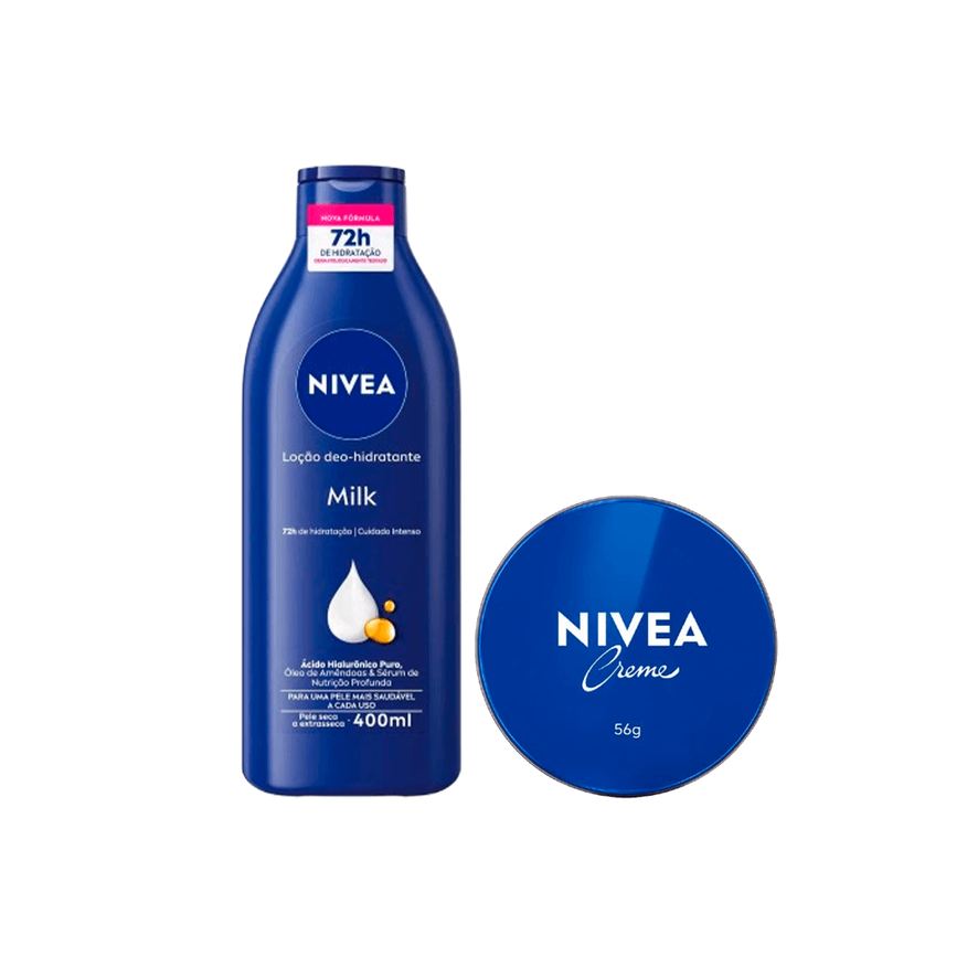 Nivea Kit Creme Hidratante Nivea Lata 56g + Loção Deo-Hidratante Milk 400ml