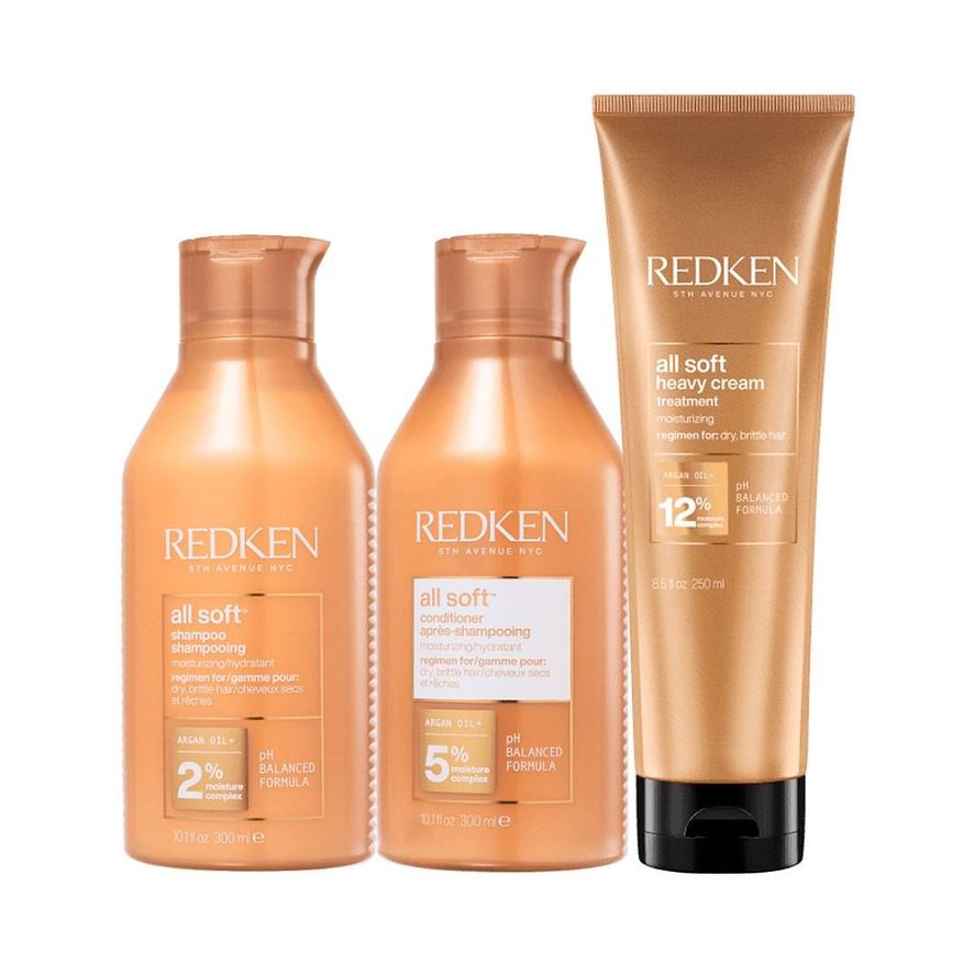 Redken - Kit All Soft Shampoo 300ml + Condicionador 300ml + Máscara 250ml