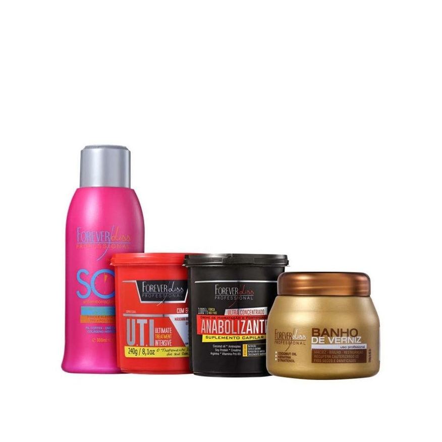 Forever Liss - Máscaras UTI 240g + Anabolizante 240g + Verniz 240g + Antiemborrachamento 300ml