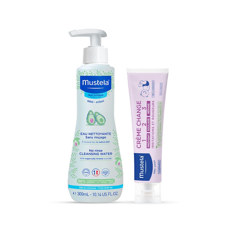 Mustela Kit Gel Lavante Bebê Suave com Abacate Orgânico 500ml + Creme para Assaduras Bebê Vitaminado 108g