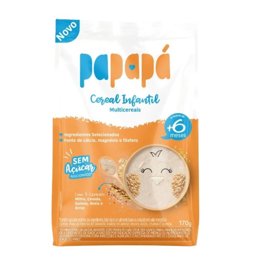 Papapá Cereal Infantil Multicereais Sem Açúcar 170g