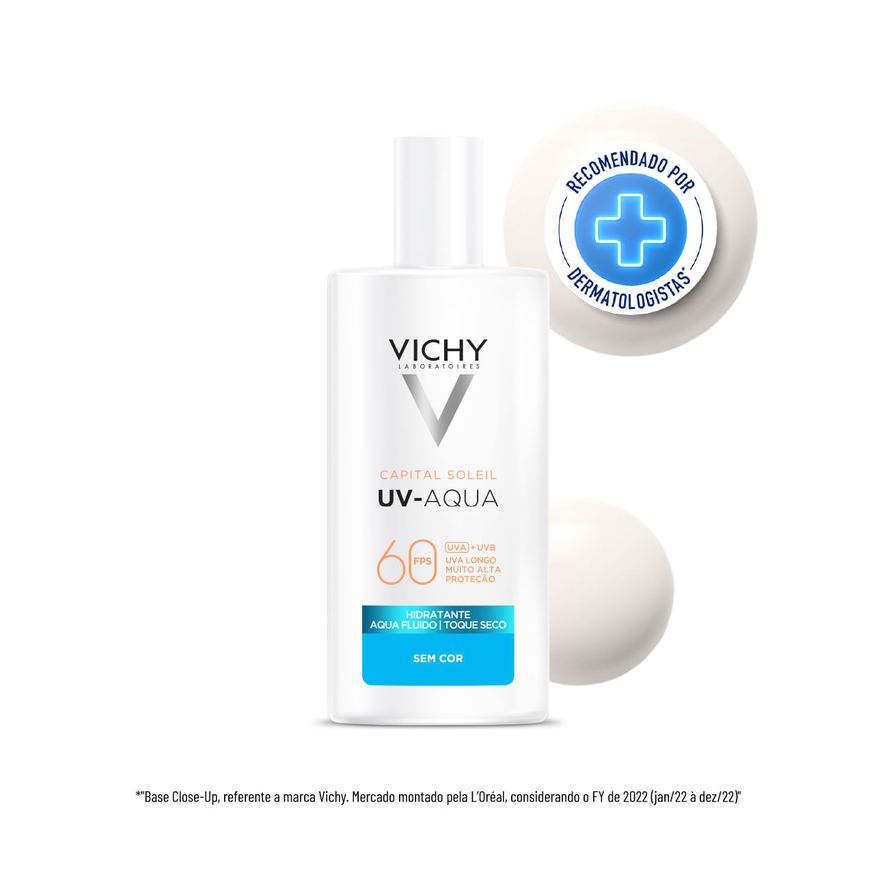 Capital Soleil Protetor Solar Facial Vichy Aqua-Fluido Toque Seco Uv-Aqua FPS60 40ml