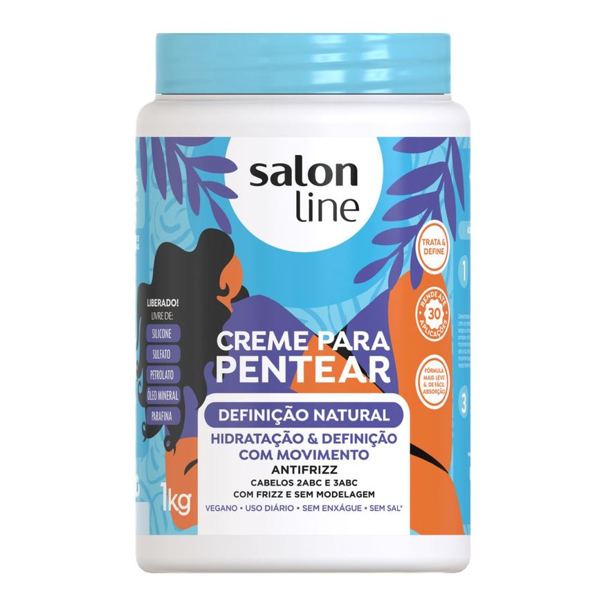 Salon Line Creme Para Pentear Condicionador Definição Natural Antifrizz 1kg